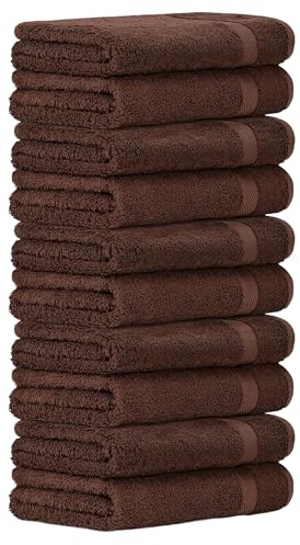Luckytowel Saunahandtuch Set 80x200cm – Oeko-TEX Saunatücher aus 100% Baumwolle mit 600 g/m² – Saunatuch groß mit Aufhängeschlaufe – flauschig & saugstark – Sauna Handtuch Set – 10er Pack Braun