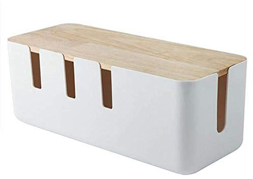 Atyhao Holzstil Kabelmanagement-Box, Kabelbox mit Holzabdeckung, Kabel-Organizer-Box für Desktop, Büro und Zuhause, ABS-Material, ca. 9,1 x 18 x 12,7 cm / 3,58 *7,08*5 Zoll