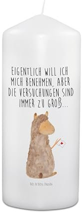 Mr. & Mrs. Panda Blockkerze Alpaka Fahne 19 x 8 cm - Geschenk, Alpakas, Lama, Liebe, Kommunionskerze, Handgemachte Kerze, Mit Spruch, Osterkerze, Hochzeitskerze, Weihnachtskerze, Lamas