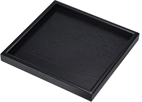 PATIKIL Wood Serving Tray 9.4 Inch, Square Decorative Platter for Home Decor Kitchen Table Candle Holder, Black