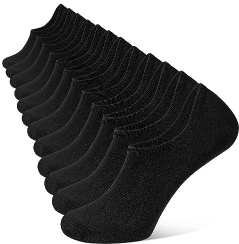 YOJOOM Mens No Show Trainer Socks 6-9/9-12 Invisible Socks for Men Low Cut Socks Non-Slip Silicone Stripes Mens Trainer Socks (as8, numeric, numeric_6, numeric_9, regular, regular, Black 6 pairs)
