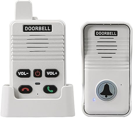 AGJ Wireless Doorbell White, Full Duplex Two Way Intercom Hand-Free Doorbell, 700ft Range, One Press to Talk for Home Office Older People (Can only Initiate a Call from The Outdoor Unit)