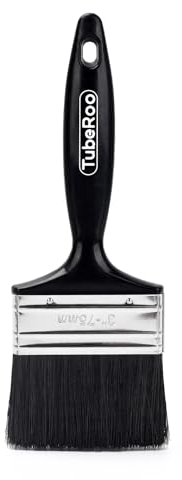TubeRoo Pennello da pittore, 75 mm, pennello da pittura, pennello per vernice, pennello per vernice, olio di legno e vernice da parete, pennello per vernice per legno, pennello piatto, pennello per