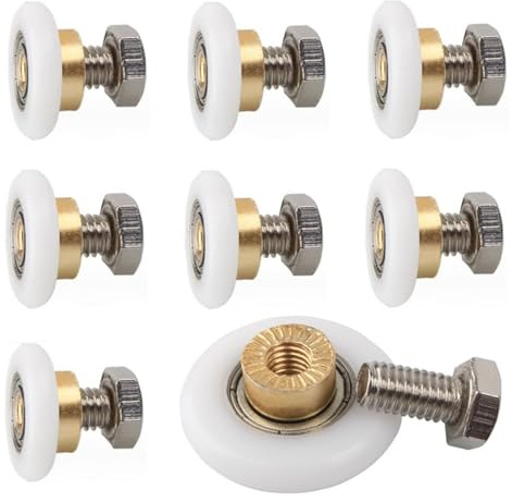 CAASFOOY 8 Stück Duschrollen, Ersatzrollen für Duschtür, Durchmesser 20 mm, für Duschtür, Schiebetür, Räder, Läufe (with Screw)