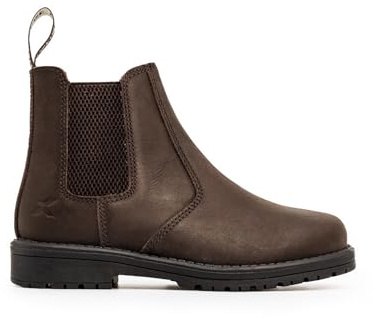 Xpert - Bottes Heritage Wrangler Junior Dealer pour enfants. Bottines unisexes en cuir pour un usage quotidien. Faciles à nettoyer et durables, style Chelsea pour garçons et filles, marron foncé, 28