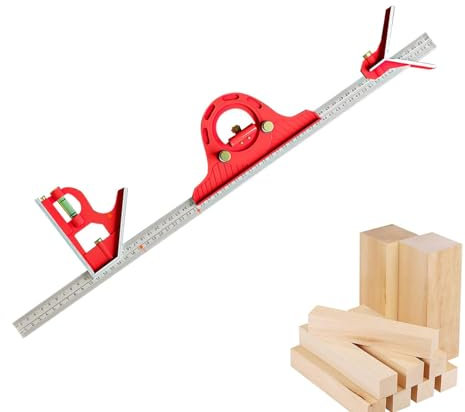 Generic Combination Square - Woodworking Scriber 16 Inch | Adjustable Sliding Combination Square Ruler & Protractor Set Stainless Steel Square