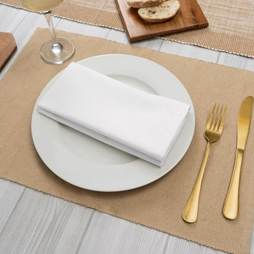 Blue Needles Solid Cloth Napkins 100% Cotton Set of 6-18 x 18 Inches