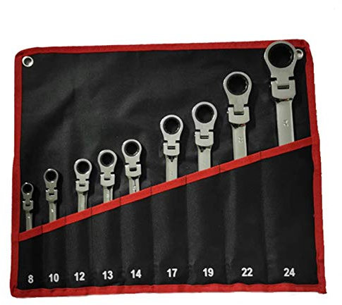 ZSXPBZL Cle Plate A Cliquet,Cle Plate Clé à cliquet.Ensemble de clé multifonction.Outils de réparation de voitures.Ensemble clé.Touche maître de l'outil machine.Clé dynamométrique, clé à douille(9P)