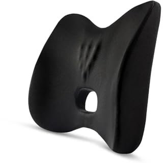 Lendenkissen Auto 1 PC Auto Lendenkissen Rückenkissen Für Bürostuhl Rückenschmerzen Lindern Memory Foam Nachrichtenkissen Mit Riemen Taillenkissen Auto Lendenwirbelstützkissen(Black)