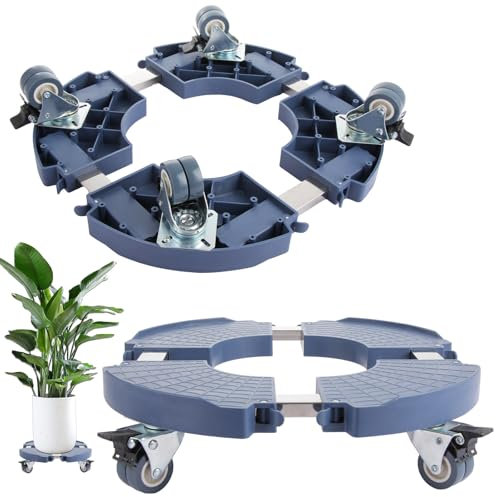 LOPYXBR 2 Pack Plant Caddy with Wheels, Heavy Duty Plant Trolley with 8 Lockable Casters, 40-48cm/15.7-18.9 Adjustable Plant Stand with Wheels 440lbs Capacity for Indoor Outdoor Large Plant Pot