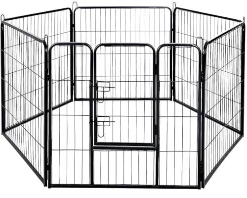 AVC Designs Pet Dog Playpen Heavy Duty Fence Exercise Pen Portable Puppy Play Pen Indoor/Outdoor Medium 6 Panel 80x80cm