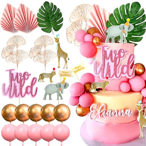 Safari Baby Shower Cake Decorations Girl Two Wild Cake 2nd Birthday Cake Topper