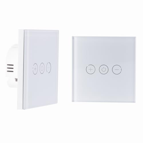 Bilisty Touch Light Dimmer Switch|No Neutral Wire Needed|Bluetooth Wireless & Tuya Smart Life App Compatible| Tempered Glass Panel with LED Backlight|150W Dimmable for LED/CFL/Incandescent Bulbs