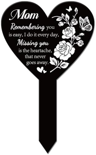 GLOBLELAND Placa de recuerdo en forma de corazón para cementerio, acrílico, 258 x 158 mm