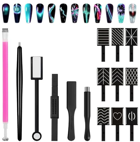 YBCCBY 15 Stück Nail Art Werkzeug Magnetstift Katze Eye Pen Nagelmagnet DIY Cateye Magnet Nagel Designing Zubehör für Katzenaugen Effekt Nagel Designing Zubehör
