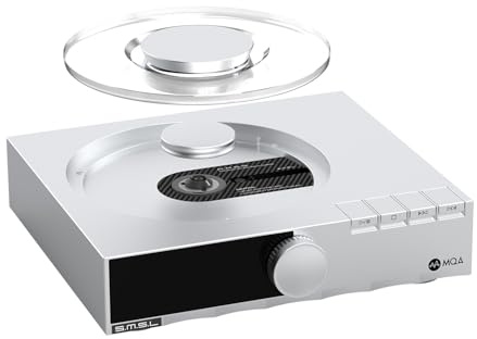 SMSL PL200T MQA-CD Digitaler Plattenspieler 32bit/768kHz DSD512 Optisch/Koaxial/I²S/AES-Ausgang HiFi-Decoder Transparent Staubschutz Aluminium