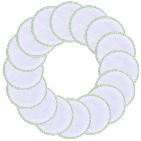 SUNLAND Reusable Makeup Remover Pads for Face, Eyes, Lips, 16 Pack Microfiber Facial Cleansing Gloves Washable with Laundry Bag and Travel Bag, Round Toner Pads (Round, 8.9 x