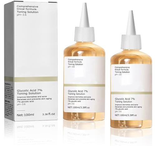 AUEJACKY Acid 7% Toning Resurfacing Solution Feuchtigkeitsspendendes Serum für die Hautpflege, Tonisierendes Glykolsäure,Gesichtspeeling, verfeinert die Poren, verjüngt die Haut (2 pack), Vol 200 ml