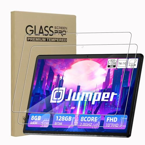 KZIOACSH Screen Protector for jumper 10.1 inch Android Tablet/jumper M10SE-8128 Tablet 10.1 Inch, 2 Pack Ultra Clear Anti-Scratch Tempered Glass 9H Hardness Anti-Fingerprint Protective Screen Guard