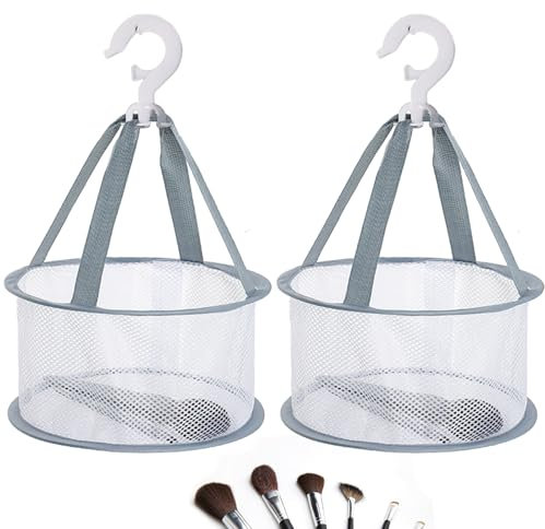 Oycjinxuan Lot de 2 paniers à pinces à linge sans pinces à linge, sacs de rangement en maille pour corde à linge, sac à linge coupe-vent, pinces réutilisables pour corde à linge avec sac pour la
