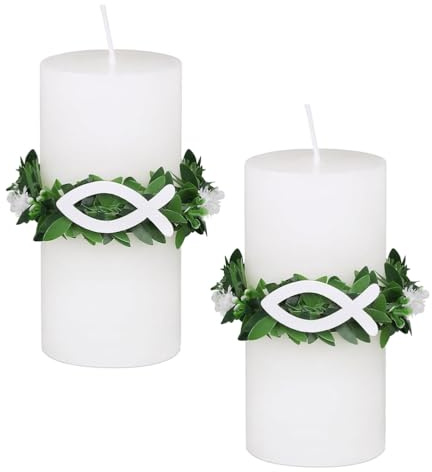 JchEnye 2 Stücke Weihrauchkerzen-Tropfschutz, künstliche Blumenkranz-Art Kerzen-Tropffang, dekorativer Kerzenkranz geeignet für Sakramente, Taufen, Hochzeiten