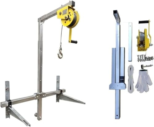Kit de herramientas de elevación para instalación de aire acondicionado, herramienta de elevación para unidad externa de aire acondicionado, soporte + cabrestante manual, grúa de elevación plegable la