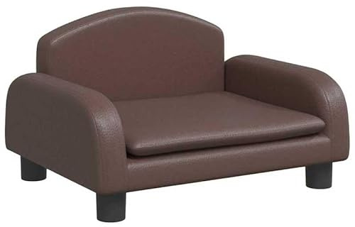 Hundebett Braun 50x40x30 cm - Luxus Hundekorb aus Kunstleder, wasserabweisend & pflegeleicht - Gemütliches Hundeschlafplatz für kleine bis mittelgroße Hunde - Ideal für Wohnung, Haus oder Reise