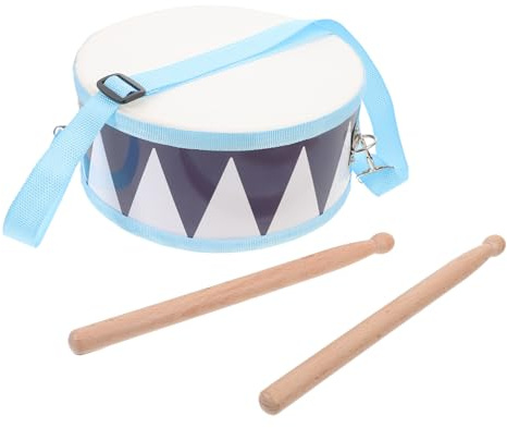 Toddmomy Set di Rullante e Tamburo Educativo per Bambini, Strumento Musicale in Legno 8 Pollici Bacchette e Tracolla, Giocattolo Percussione per Sviluppo Musicale e Coordinazione,