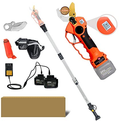 Forbici da Potatura, Potatore elettrico a batteria 25V 40mm Potatura Cesoia Efficiente Albero da frutto Potatura bonsai Rami Taglierina 12 ore di lavoro,Taglio di Precisione(Shears pole(Box))
