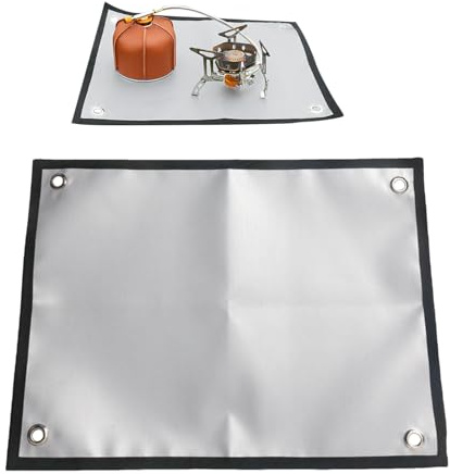 Sucritude Alfombrillas para Barbacoa,Esterilla Retardante de Fuego para Camping - Protección Antigrasa Reforzada con Fibra de Vidrio para Playa Camping Furgonetas Puestos Ambulantes Césped Suelos