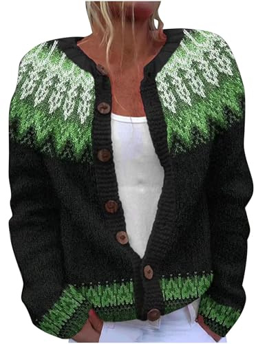 Keepink Cardigans for Women UK Long Sleeve Open Front Tops Elegant Boho Floral Knit Cardigan Vintage Ethnic Style Jumpers Jackets Button Up Casual Loose Coat Cozy Sweater Outerwear Plus Size 8-22
