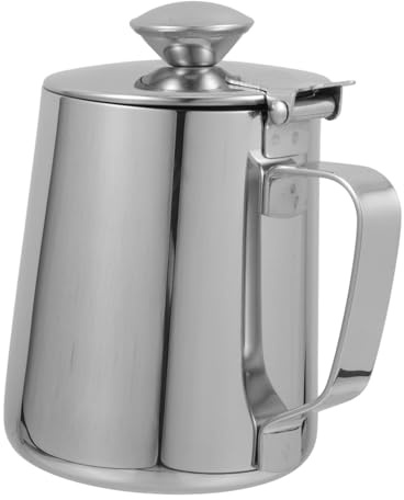 BESTYASH Bricco Acciaio con Coperchio per Latte e Caffè Contenitore Resistente per Uso Domestico e Professionale Caraffa Misuratrice per Cappuccino e Latte Art