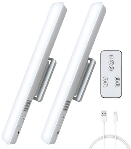 ZenVita Luz LED Armario con mando a distancia – 2 Lamparas de 30cm, Magnéticas y Recargables - USB, 3 Modos de Color Regulables, Luz Interior para Armario, Cocina, Escalera y Hogar – 5W