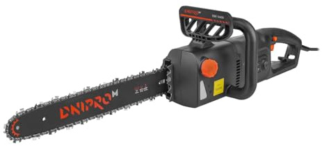 Dnipro-M Motosierra Eléctrica Profesional 2400W, Espada 40cm, Cadena 3/8 LP, 15 m/s, Arranque Suave, Tensor SDS Sin Herramientas, Freno Rápido 0,15 s. Tala y Corte de Troncos y Leña. DSE-24DS