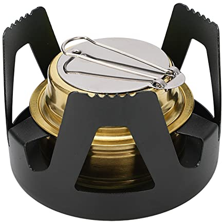 KIMISS Mini Estufa de Alcohol Portátil para Cocinar en Acampada, Miniestufa Ligera para Uso en Exteriores (Black)