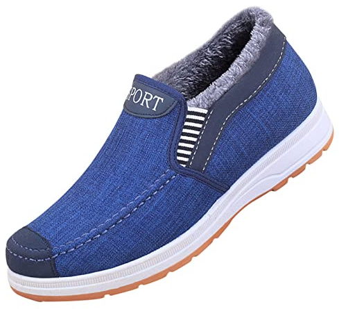 Generisch Winter Boots Men's Waterproof Warm Snow Boots Lined Winter Shoes Winter Comfortable Short Shaft Boots Casual Boots Without Laces Slip On Boots Non-Slip Winter Boots, blue, 10 UK