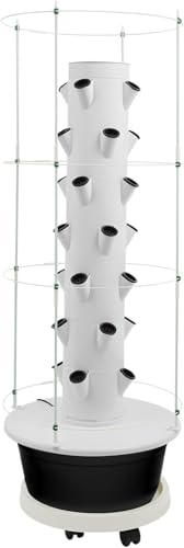 vinnyooc Kit de Culture Hydroponique 28 Trous Verticale Système Tour Hydroponique 7 Niveaux avec Minuterie,pour la Culture de Fleurs, Légumes, Légumes à Feuilles, Melons (Réservoir d'eau Noir)