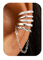 Roheafer 4 st öronmuffar örhängen för kvinnor, justerbara örhängen med broskklämma utan hål, falsk helix piercing i 14K guldpläterad hypoallergen