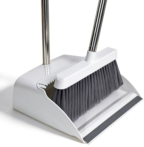 OZD Dustpan and Brush Sets, Adjustable Long Handled Dustpan with Comb Teeth