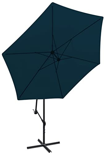 Solivagant Parasol de Jardin en Porte-à-Faux 3 m Bleu,(14.1 KG)