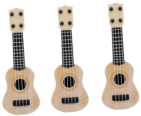CORHAD Lot de 3 Mini-Guitares Jouets pour Garçon et Filles, Instruments de Musique D’éveil à 4 Cordes, Matériau Résistant, Couleurs Aléatoires, pour Apprentissage Couleur Aléatoire