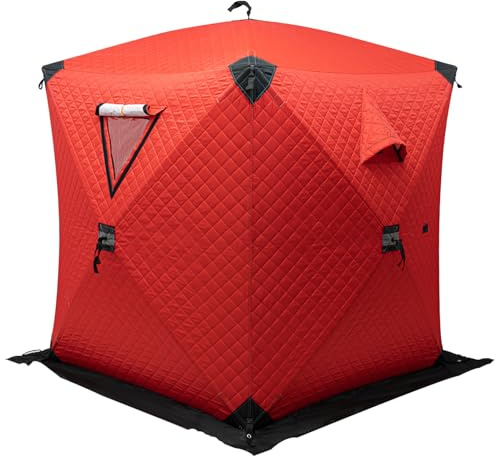 Tragbarer Angelzelt, Winddicht Outdoor-Eisangelzelt Wasserdicht Thermisches Zelt Schneesicher Arbeitszelt Kapazität 1-2 Personen Unterstand für Camping 145x145x165 cm