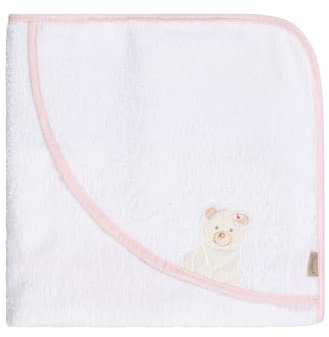 Sterntaler Kapuzenbadetuch Bär Betty, Baby-Badetuch mit Kapuze, saugfähige Baumwolle, süße Applikation, weich und pflegeleicht, 80×80×0,5 cm, weiß