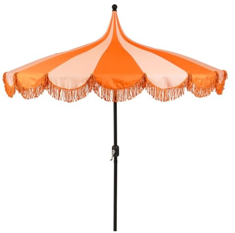 MICA Parasol Rayé avec Sac de Transport Orange 235 cm