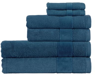 Christy Prism Bath Towel Set | 6 pieces | Vibrant Colours | 100% Turkish Cotton | Super Soft and Fluffy | Quick Dry | 2 Bath Towels 2 Hand Towels 2 Face Cloths | Midnight Blue
