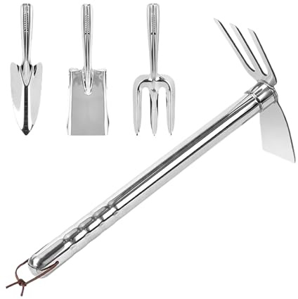 Kit d'outils de Jardinage en Acier Inoxydable,Ameublissement du Sol et bêchage - Bêche, râteau de Jardin - pour pelouse, Parc, Jardin, terrasse, Ferme, Femmes, Hommes, Adultes, passionnés, Jardinier