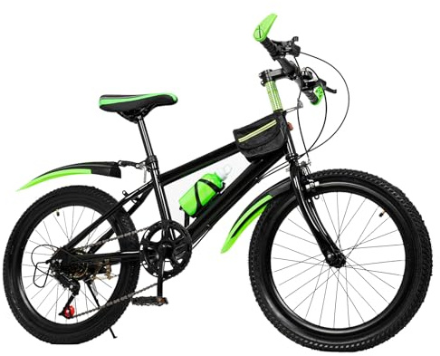 LUNICASHA 20 Inch Kids Mountain Bike for Boys Girls 4.26 to 4.9 Feet Tall, 7-Speed Bike with Disc Brake and Mudguards, Height Adjustable Bicycle