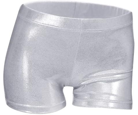 Kucy Little Girls' Shiny Dance Tumbling Sports Gymnastics Shorts for Girls 2-14 Years