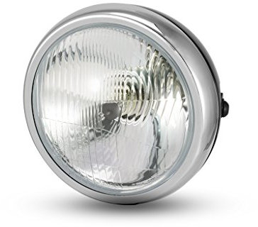 6 Matt Schwarz & Chrom Motorrad Retro Scheinwerfer Projekt Cafe Racer Scrambler Motorrad