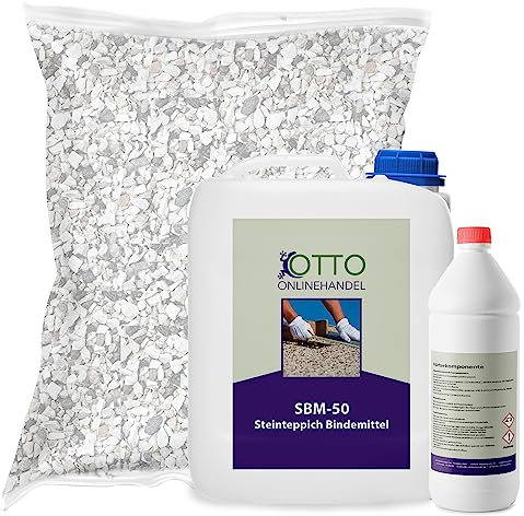 ST-PU Steinteppich Komplett-Set (Champagner Metallic) für ca. 10m² inkl. 1K Polyurethan PU Bindemittel, natürlicher Steinboden, Marmorkies